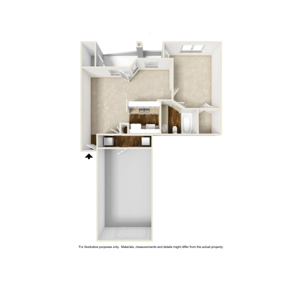 A3 3D floor plan of La Costa Apartment in Plano, TX