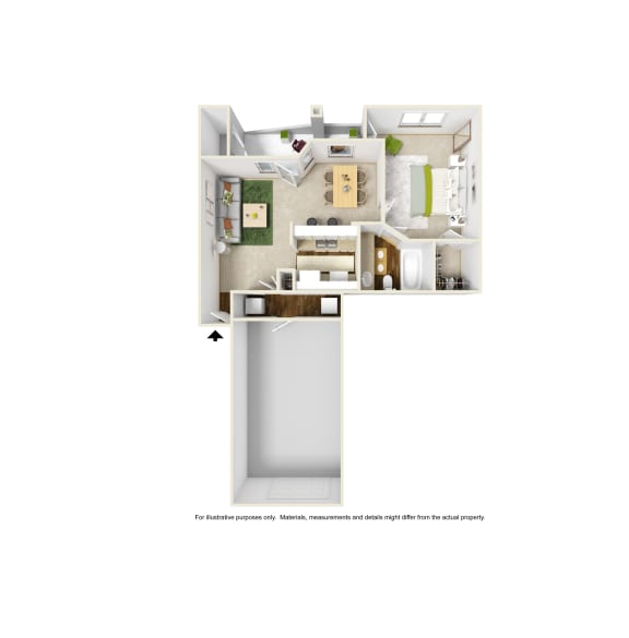 A3 3D floor plan 2 of La Costa Apartment in Plano, TX