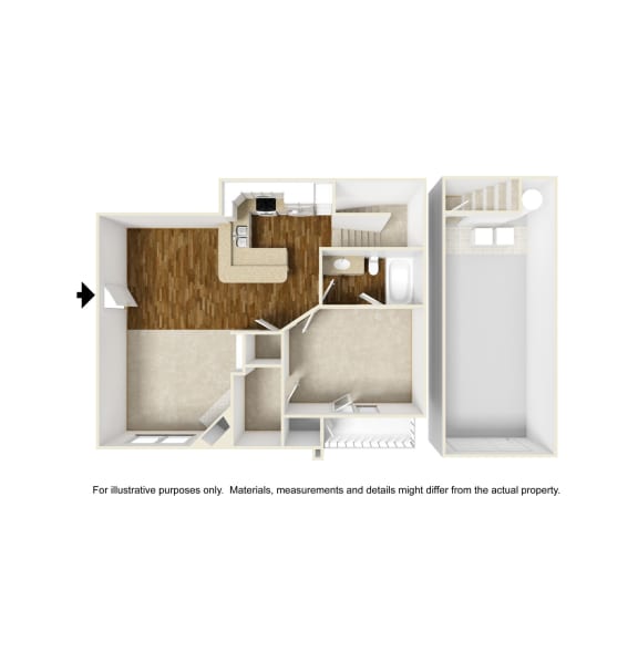 A4 3D floor plan of La Costa Apartment in Plano, TX