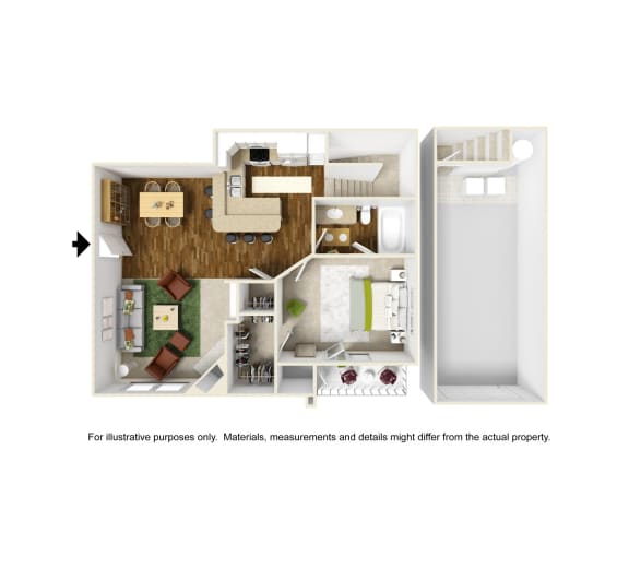A4 3D floor plan 2 of La Costa Apartment in Plano, TX