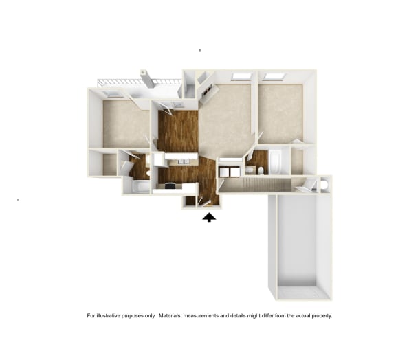 B1 3D floor plan of La Costa Apartment in Plano, TX