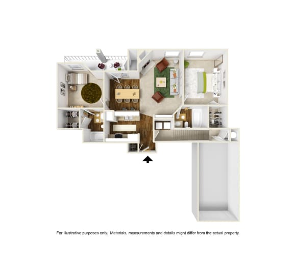 B1 3D floor plan 2 of La Costa Apartment in Plano, TX