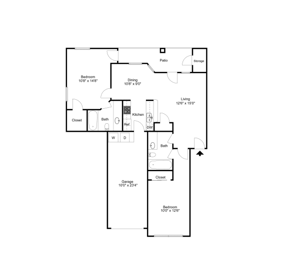 B2 2D floor plan of La Costa Apartment in Plano, TX