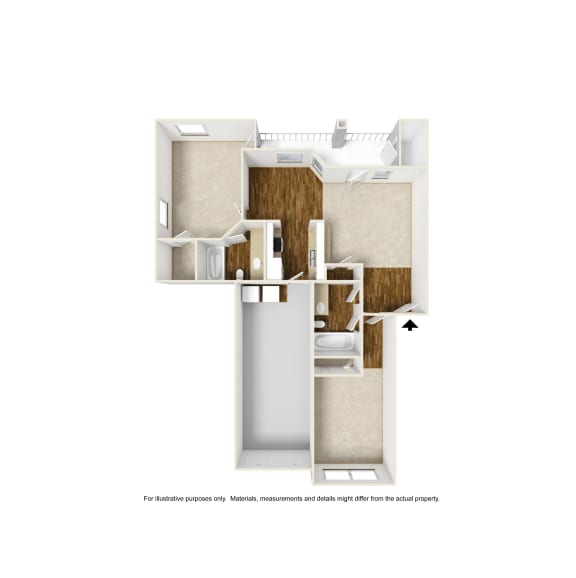 B2 3D floor plan of La Costa Apartment in Plano, TX