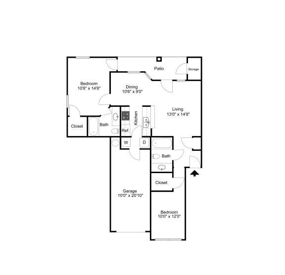 B3 2D floor plan of La Costa Apartment in Plano, TX