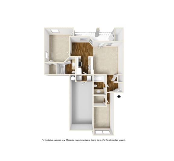 B3 3D floor plan of La Costa Apartment in Plano, TX