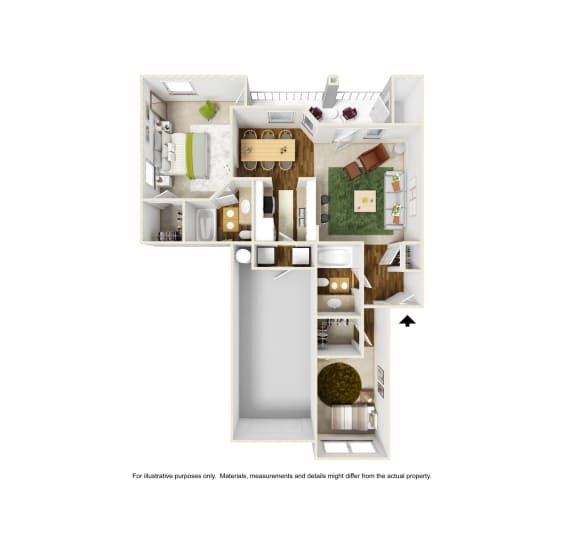 B3 3D floor plan 2 of La Costa Apartment in Plano, TX