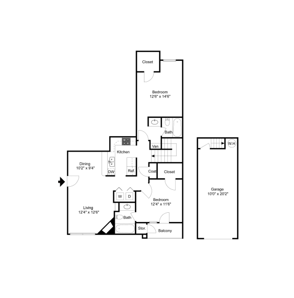 B4 2D floor plan of La Costa Apartment in Plano, TX
