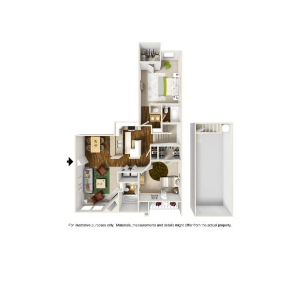 B4 3D floor plan 2 of La Costa Apartment in Plano, TX