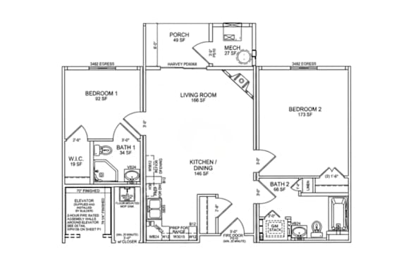 833 Square Foot Floorplan