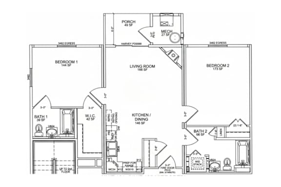 920 Square Foot Floorplan