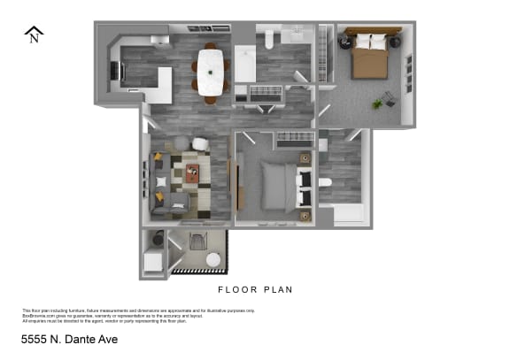 Floor Plan  simulated floor plan of a 555 n dante ave floor plan