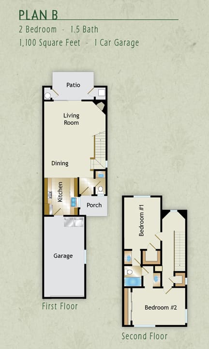 2 Bedroom 1.5 Bath Floorplan with Loft