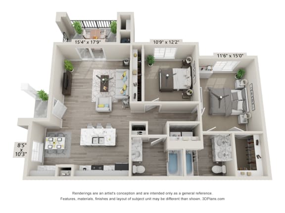 2x2 3D Floor Plan