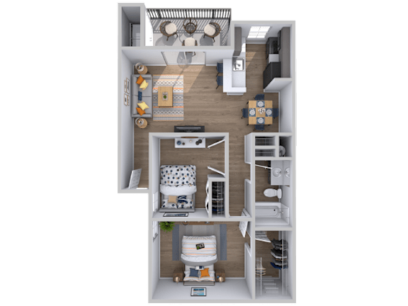 Floor Plan  2 bed 2 bath floorplan at Skyline at Barton Creek Apartments, Austin