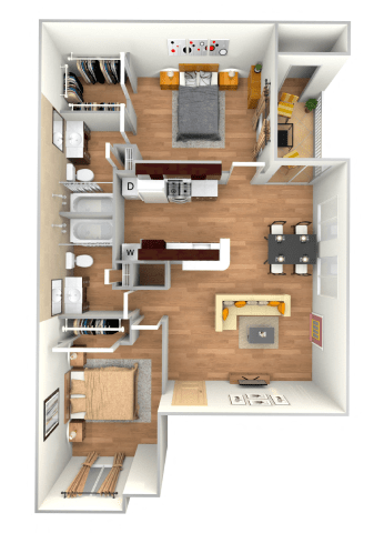 1 bed 1 bath floorplan with balcony at Twenty 15 Apartments, Austin