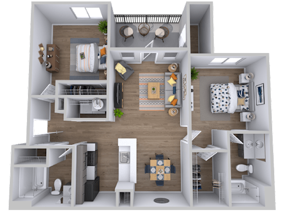 1 bed 1 bath floorplan with balcony at Radius at the Domain Apartments, Austin, Texas