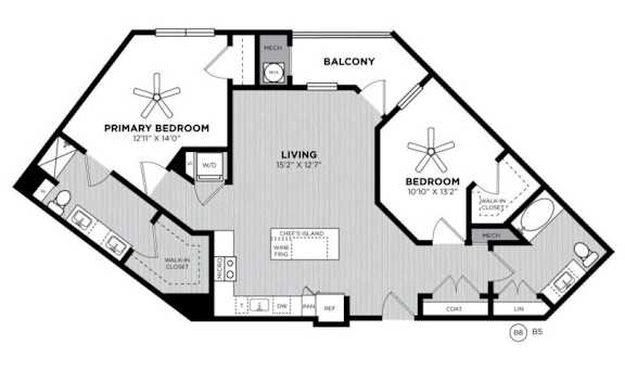 A black and white image of a house floor plan.