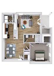 A dollhouse with a kitchen, living room, and bedroom.