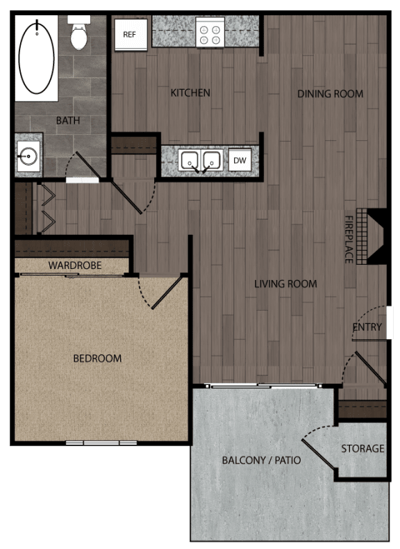 layout of Amador 1 bed 1 bath
