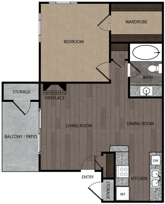 Lassen Layout 1 bed 1 bath