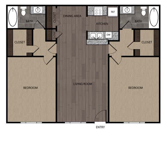 2 bedroom 2 bath at Willow Creek Apartments, Houston, TX, 77012