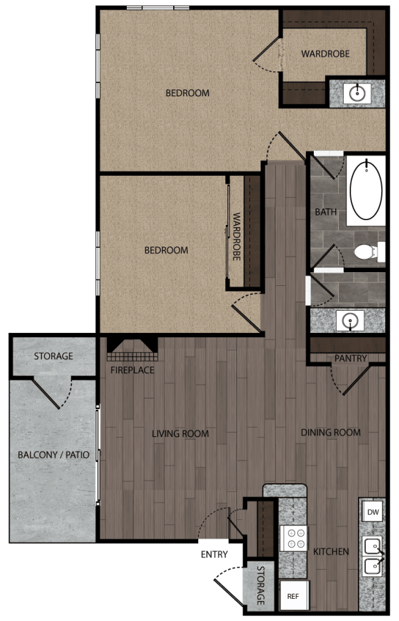 Plumas layout 2bed 1 bath