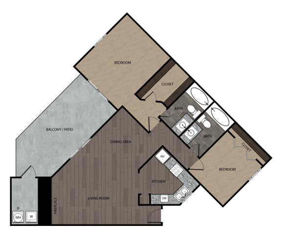 bedroom floor plan | luxury apartments in towson md | the mille brookhaven apartment