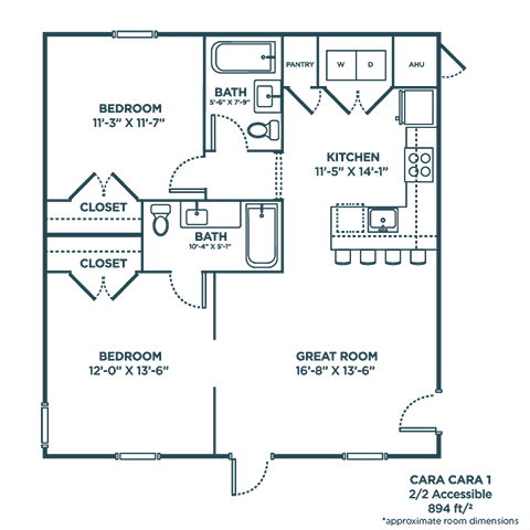 A floor plan of a house with labeled rooms and dimensions.