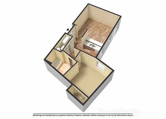 A 3D rendering of a small, open box with a wooden top and interior.