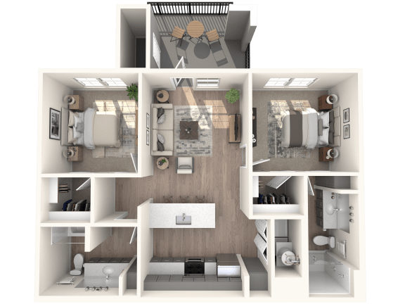 a floor plan of a 3 bedroom apartment at Inspiration Apartments, Cottonwood, AZ 86326
