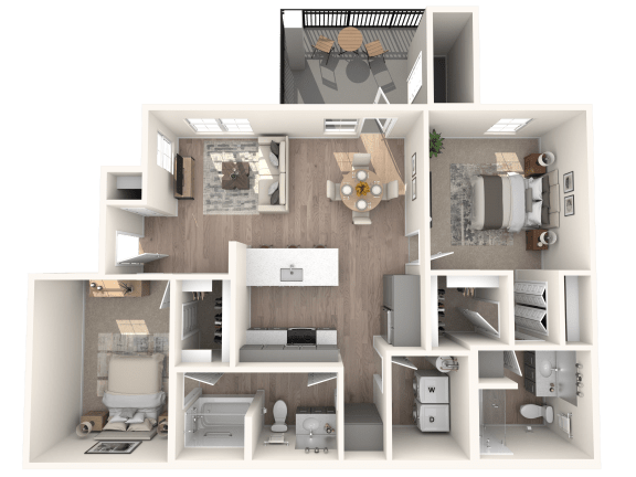 a floor plan of a 3 bedroom apartment at Inspiration Apartments, Arizona, 86326