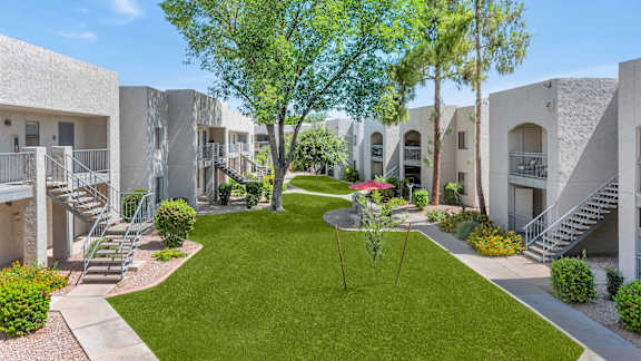 Residential Courtyard at Miramonte Apartments, Scottsdale, AZ, 85250