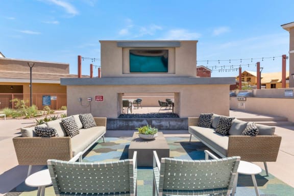 Outdoor Lounge With Firepit at Zaterra Luxury Apartments, Chandler, AZ