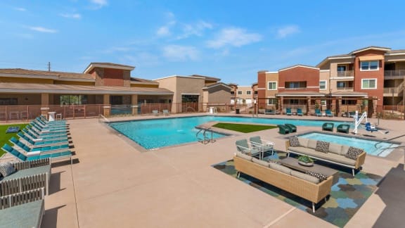 Swimming Pool With Relaxing Sundecks at Zaterra Luxury Apartments, Chandler