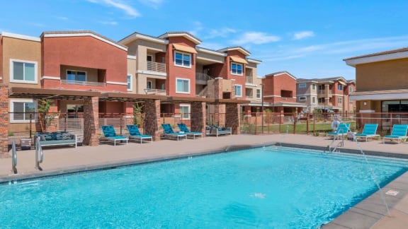 Glimmering Pool at Zaterra Luxury Apartments, Chandler, Arizona