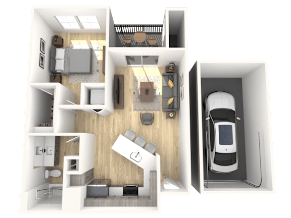 Floor Plan  A1 One Bed Floor Plan at The Laurel Apartments, Chandler, 85286