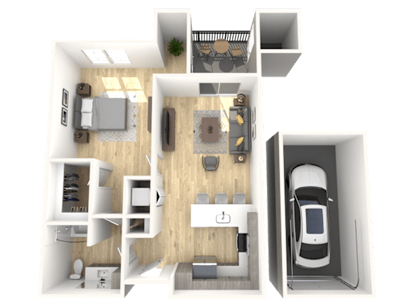 Floor Plan  A2 One Bed Floor Plan at The Laurel Apartments, Chandler, 85286