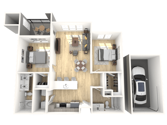 B2 Two Bed Floor Plan at The Laurel Apartments, Chandler, 85286