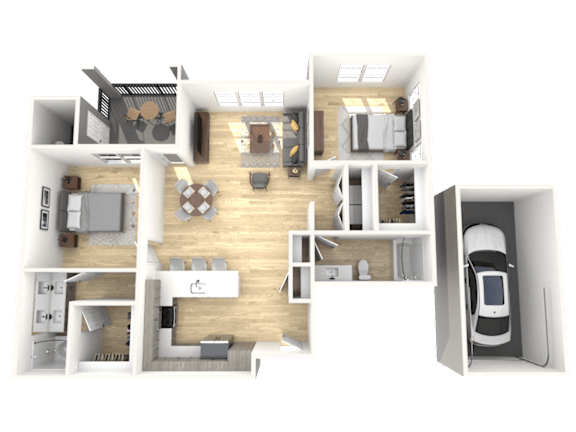 Floor Plan  B3 Two Bed Floor Plan at The Laurel Apartments, Chandler, 85286