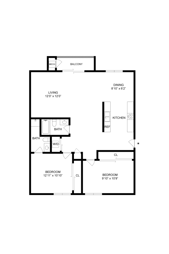 B2 Floor Plan at Denim Scottsdale, Scottsdale, 85251
