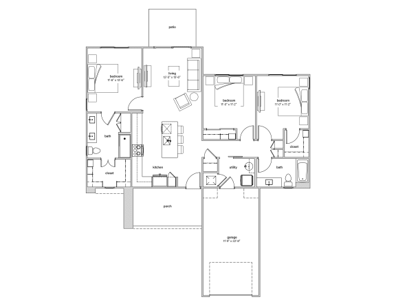 a black and white floor plan of a house at Marketside Villas at Verrado, Arizona