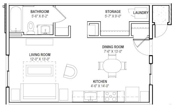 S1 - Studio Floor Plan at The 89 on Hayden, Scottsdale, 85257