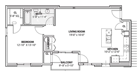 a floor plan of a small house at Inspiration Apartments, Cottonwood