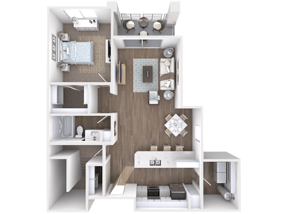 1Bed 1Bath Floor Plan at Noria Robson Luxury Apartments, Chandler, AZ, 85286