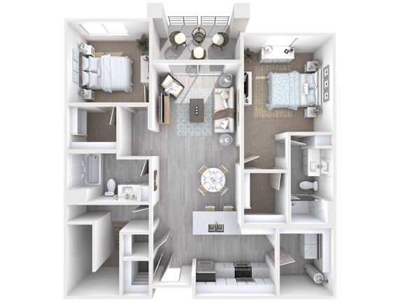 2Bd 2Bth Floor Plan at Noria Robson Luxury Apartments, Arizona