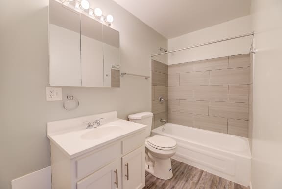 Renovated Bathrooms With Quartz Counters at Johnson Legacy Apartments, Milwaukee, 53223