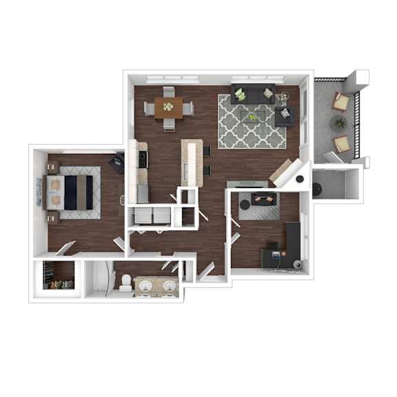 Arrowhead Summit 1 Bed 1 Bathroom Floorplan 916 sq. ft.