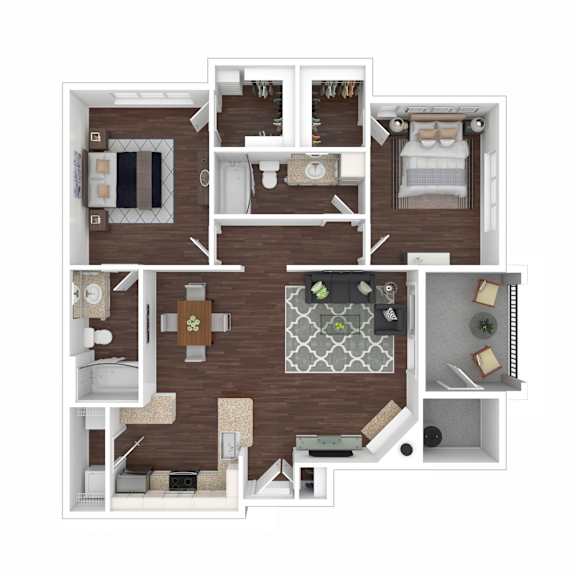 Arrowhead Summit 2 Bed 2 Bathroom Floorplan 1093 sq. ft.