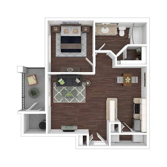 Arrowhead Summit 1 Bed 1 Bathroom Floorplan 707 sq. ft.